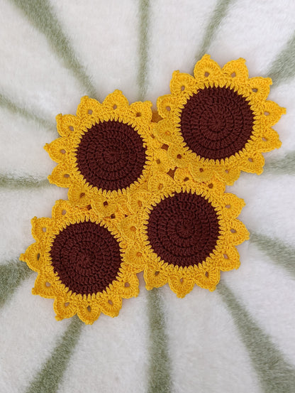 Lot de 4 dessous de verre tournesol